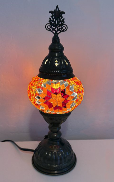 Sunfire Star Pedestal Globe Lamp, lit
