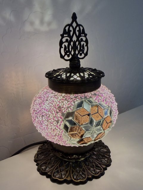Lavender Blossom Globe Lamp, lit