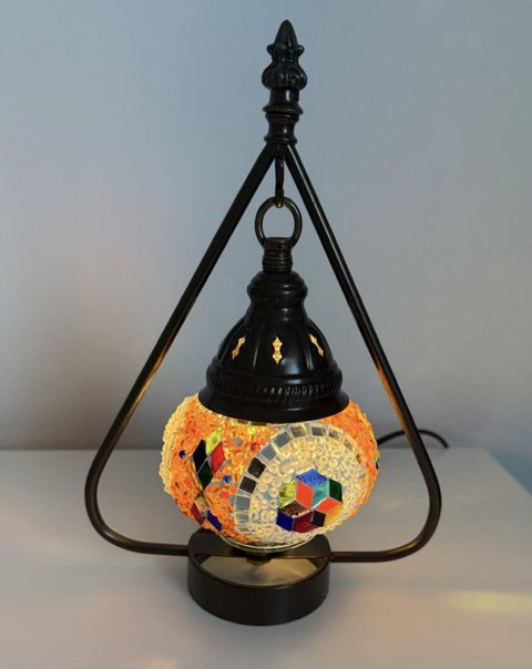 Carnival Medallion Teardrop Lamp, lit