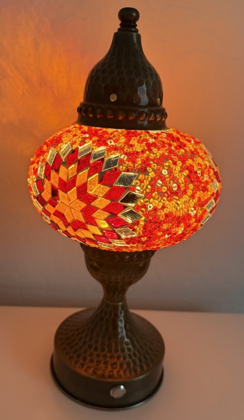 Marigold Blaze Pedestal Lamp, lit